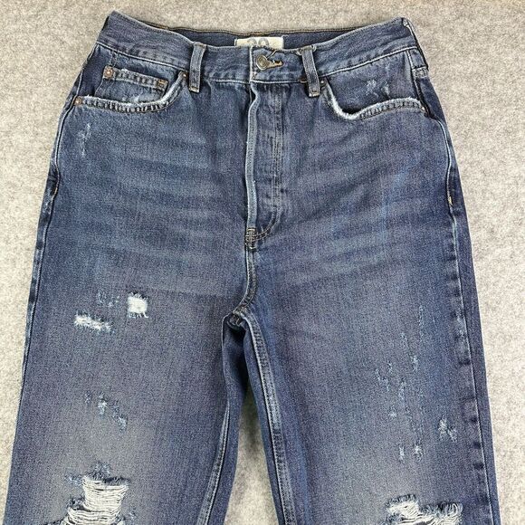 We The Free Jeans Womens 29 Relaxed High Rise Button Fly Straight Boho Grunge - Picture 2 of 15